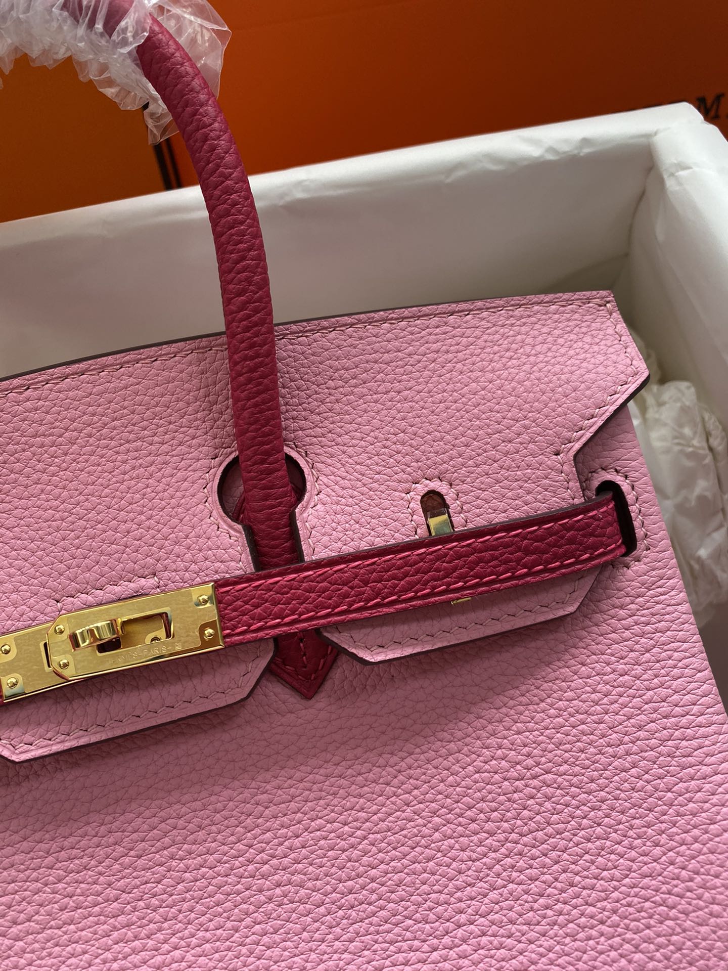 Hermes Birkin 25CM Togo Leather Handbag Pink Red